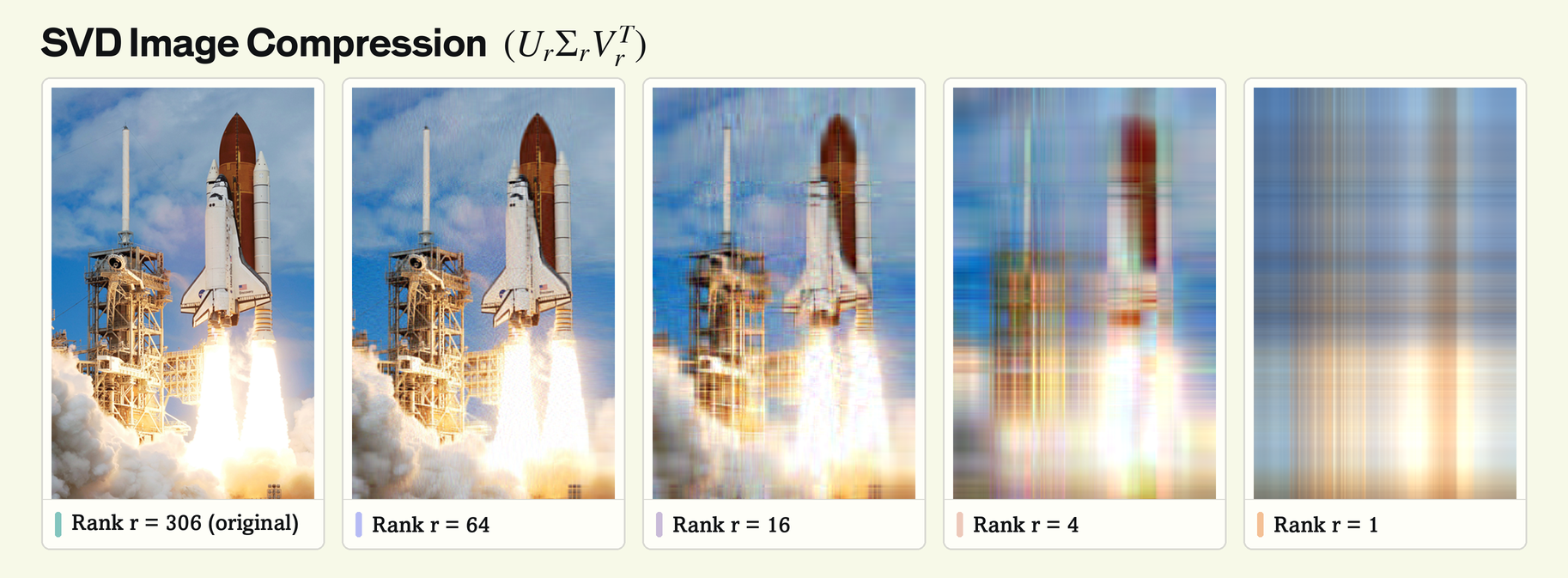 SVD image reconstructions at increasing ranks